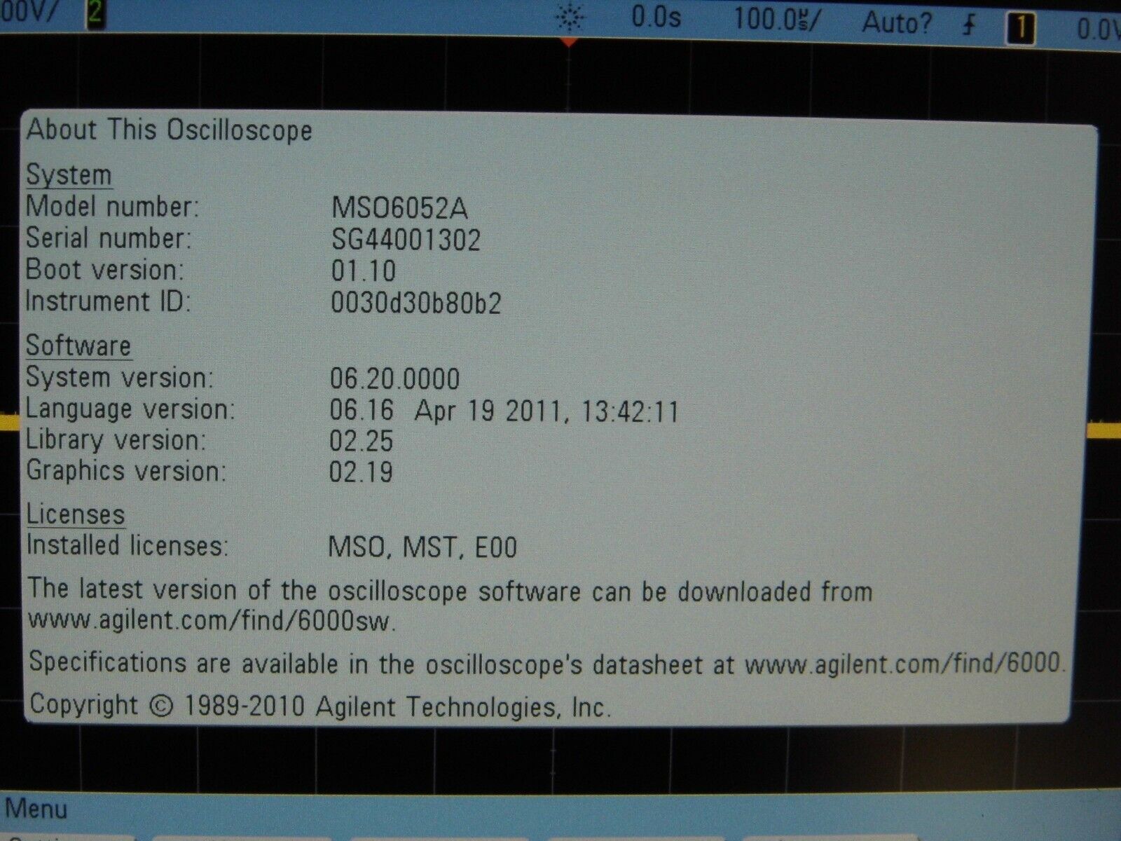 Keysight Agilent MSO6052A 500MHz 4GS/s 2Ch Oscilloscope w/accessories and POD Keysight Agilent MSO6052A 500MHz 4GS/s 2Ch Oscilloscope w/accessories and POD